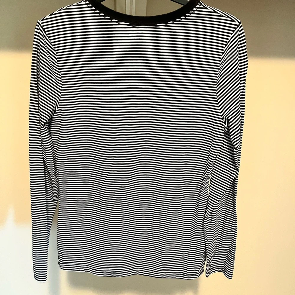 Hanes Black & White Striped Long Sleeve Tee - Picture 2 of 3